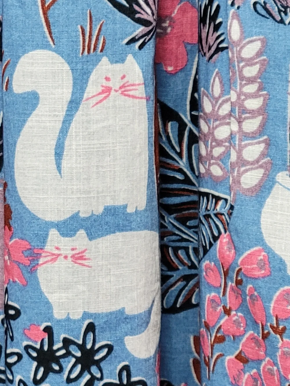 Kate Spade New York Cat Print Smocked Midi Dress Blue Floral Pockets Size XS